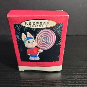 Hallmark Keepsake Ornament Grandson 1995 Bunny With Lollipop‎ vintage Christmas